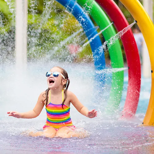 Little girl having fun at a waterpark