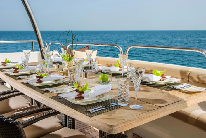 Table set for dinner on a yacht