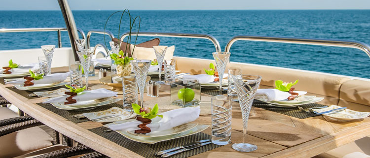 Table set for dinner on a yacht